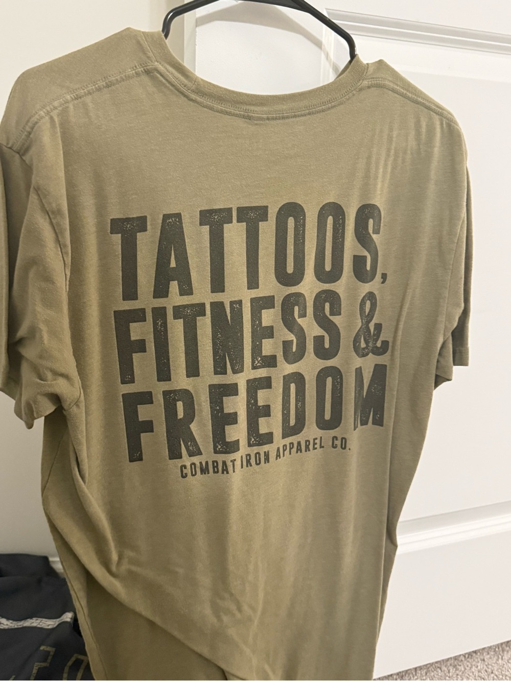 Combat Iron 'Tattoos, Fitness & Freedom' Short Sleeve Tee - Olive